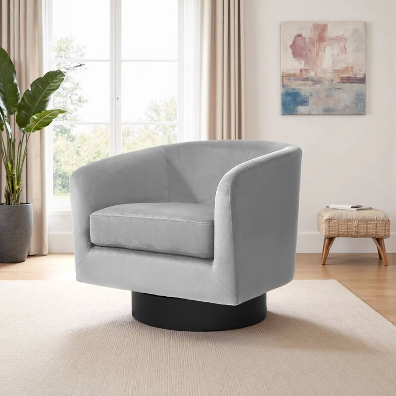 Modern Upholstered 360 degree Swivel Accent Arm Chair - 28" W × 25" D × 26" H - Grey