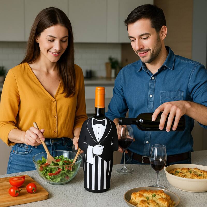 Creative Home Neoprene Butler Shape Single Wine Bottle Cover Jacket, Wine Chiller Jacket