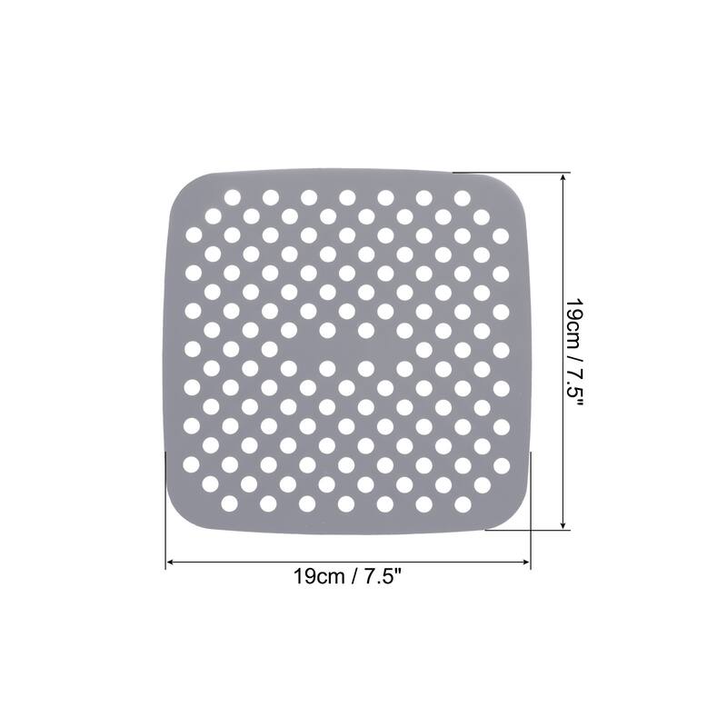 4 Pcs Reusable Silicone Air Fryer Liners Mat, Square - Grey - 7.5"