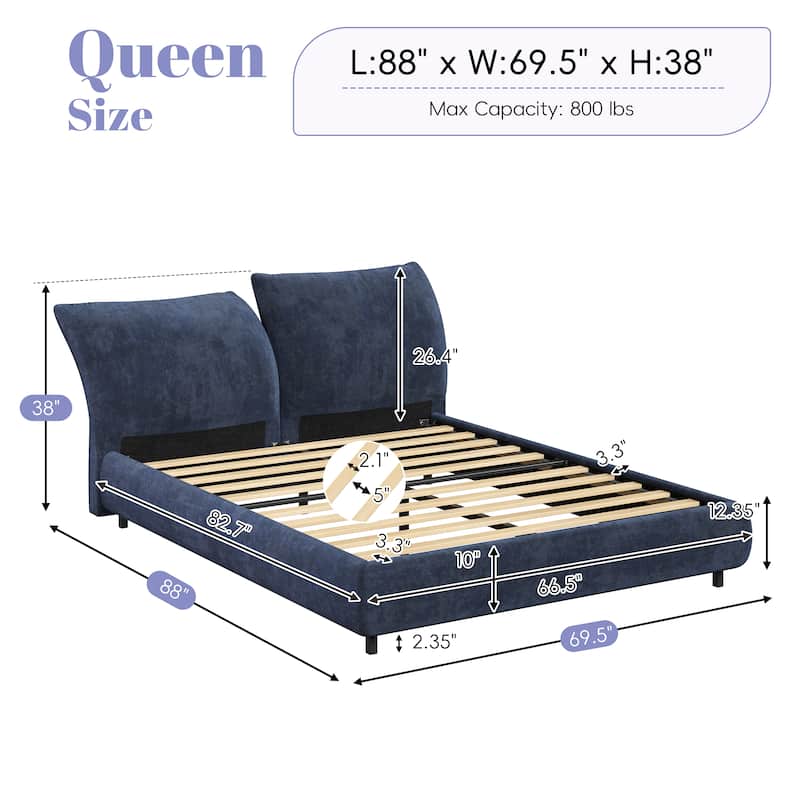 Christopher Knight Home - Julian Modern Fabric Upholstered Bed Frame with Adjustable Cushions and No Box Spring Design