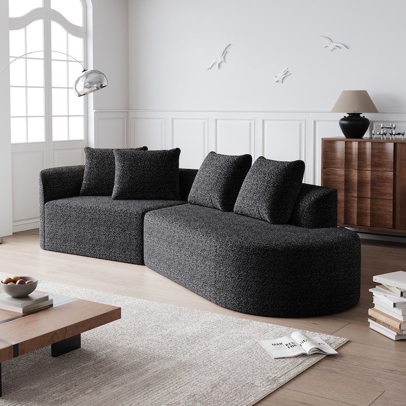 GDFStudio - Thalric Chenille 4-Seater Oversized Sectional Sofa with Pillows