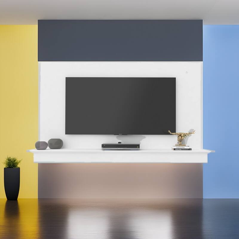 Floating TV Stand for up to 55" TVs - Wall-Mounted Entertainment Center with LED Strip & Shelf