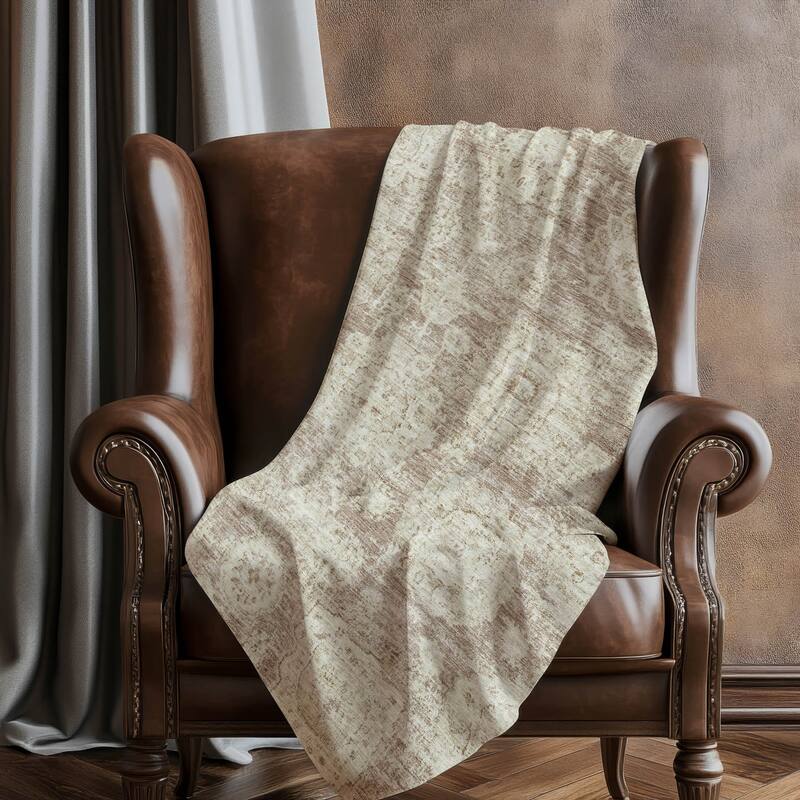 Premium Machine Washable Vintage Persian Sherpa Throw Blanket