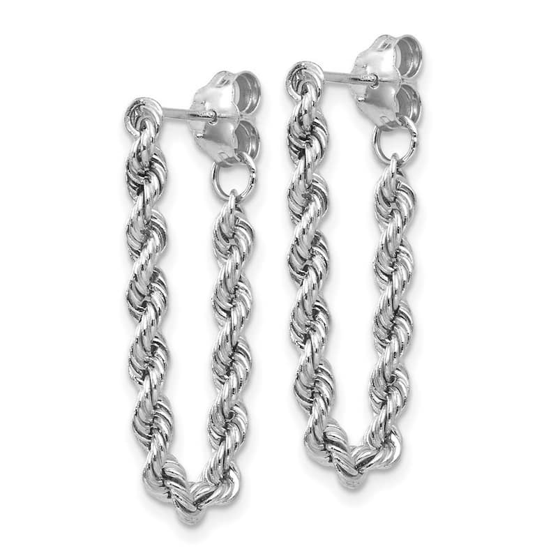 Curata 10k White Gold 24x10mm Rope Chain Guardian Angel Post Earrings