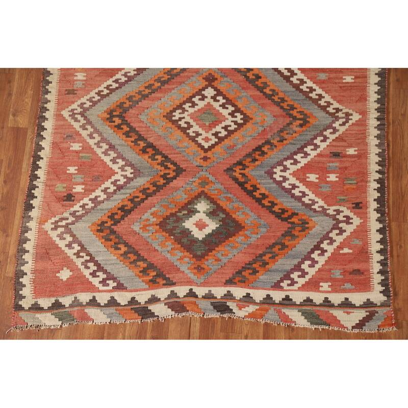 Flatweave Vegetable Dye Kilim Qashqai Persian Antique Rug - 4'11"x 8'10"
