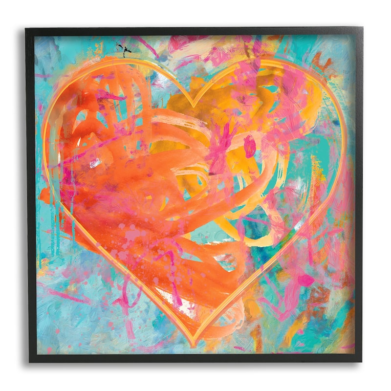 Stupell Street Style Graffiti Heart Shape Bold Paint Splatter Framed Wall Art, Design by Porter Hastings