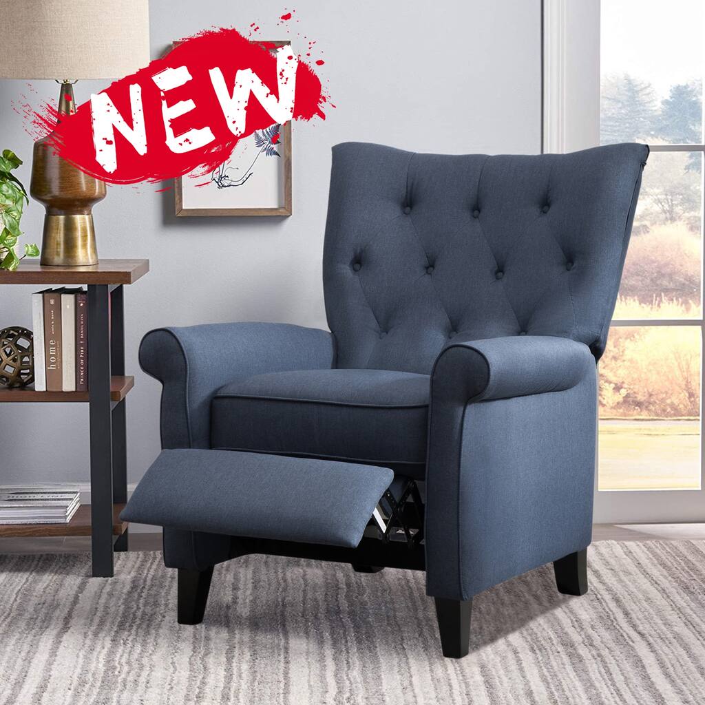 Nestfair Dark Blue Recliner Elizabeth Accent Chair for Living Room