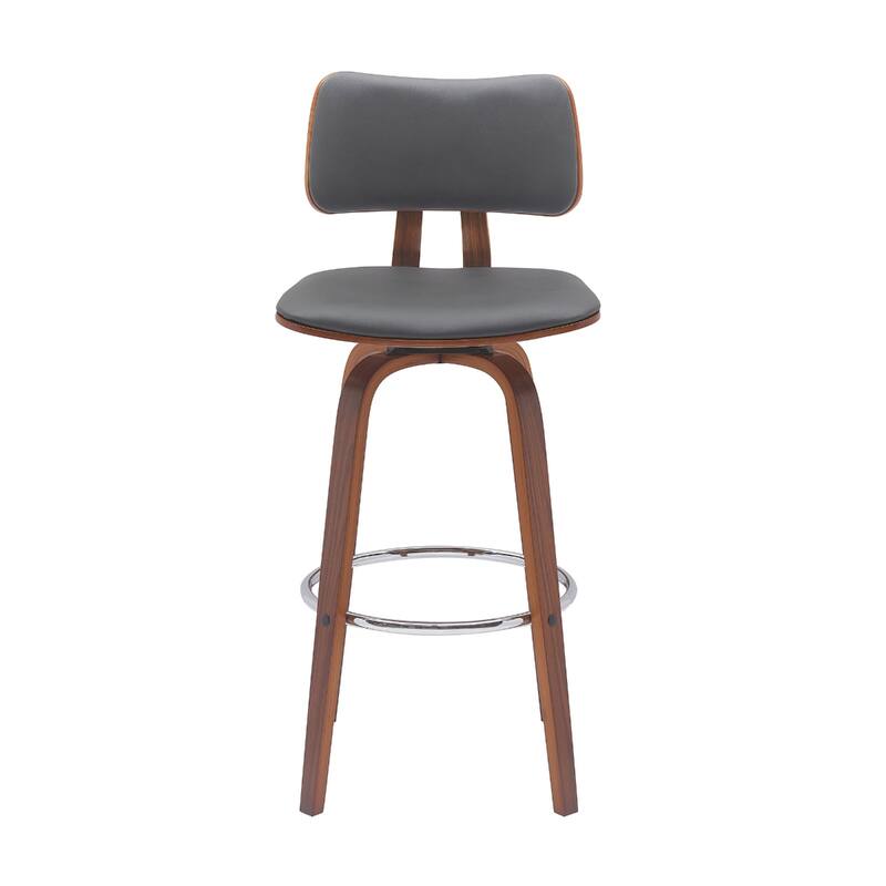 Faux Leather Armless Counter Height Bar Chair with Wood Frame, Swivel and Footrest