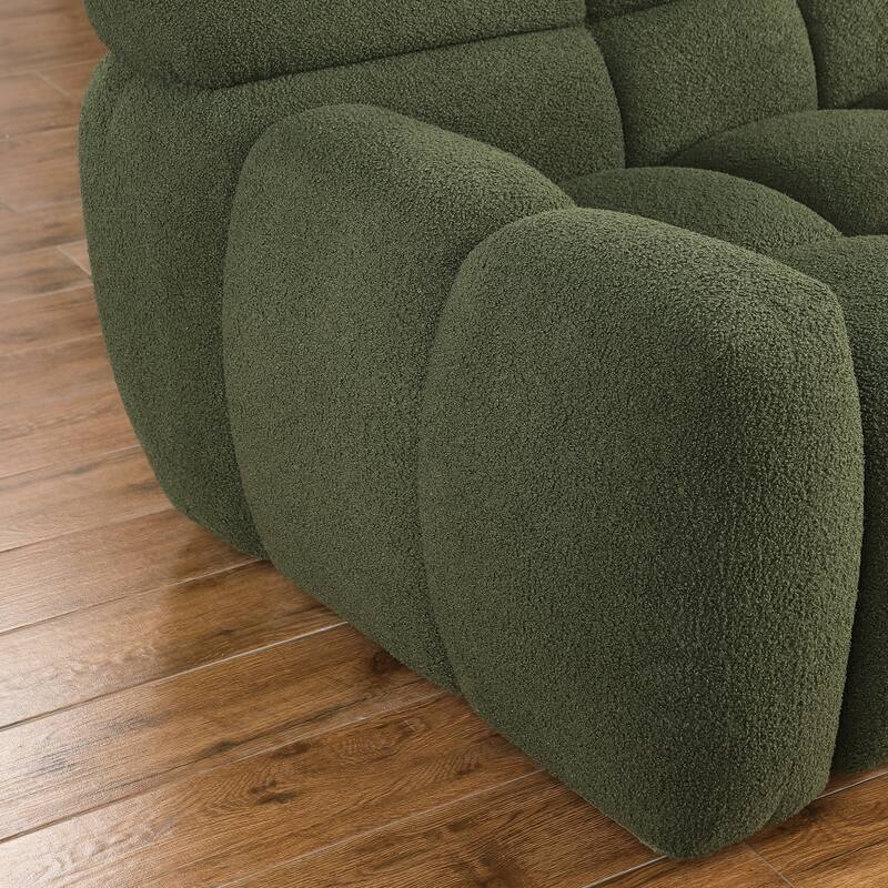 2-Pieces Boucle 5-Seat Sofa Set (3-Seater + Loveseat) with Marshmallow Cushions & Ergonomic Design