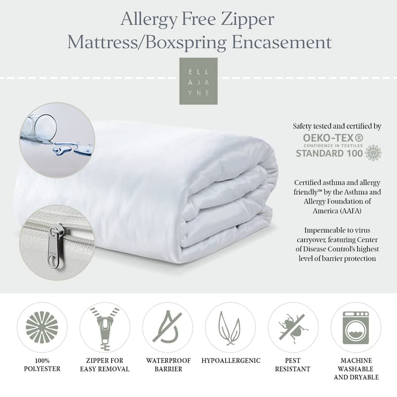Ella Jayne Waterproof & Allergy Free Zipper Encasement, 9" to 12" Depth - White