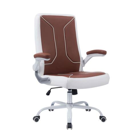 VESTA Office Chair Adjustable Armrest Rolling Meeting Room Chair, Cappuccino/White - N/A