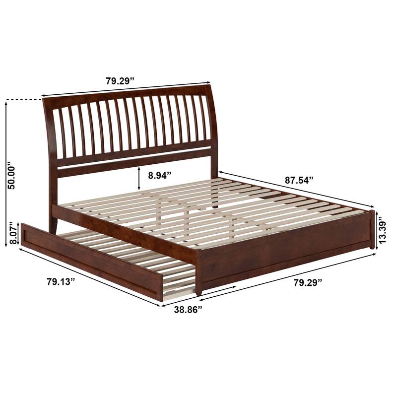 Roslyn Platform Bed with Modern Panel Footboard and Twin XL Trundle
