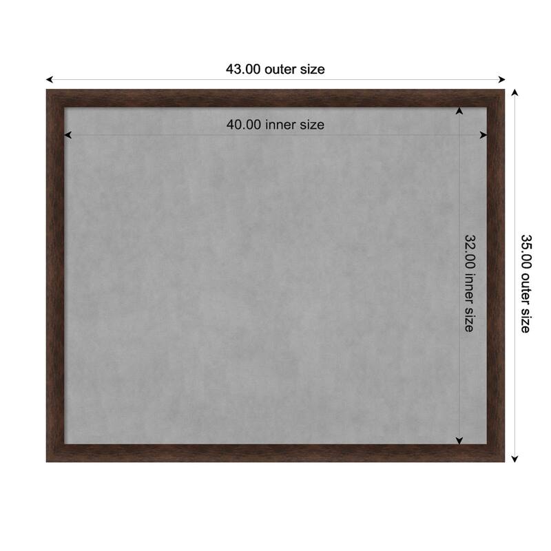 Amanti Art Warm Walnut Narrow Framed Magnetic Board - Board Size 40x32