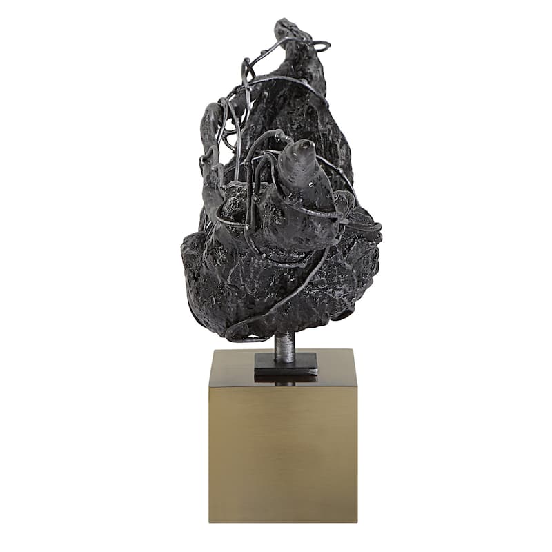 Abstract Cast Iron Sculpture - 19.25" - Bronze Finish