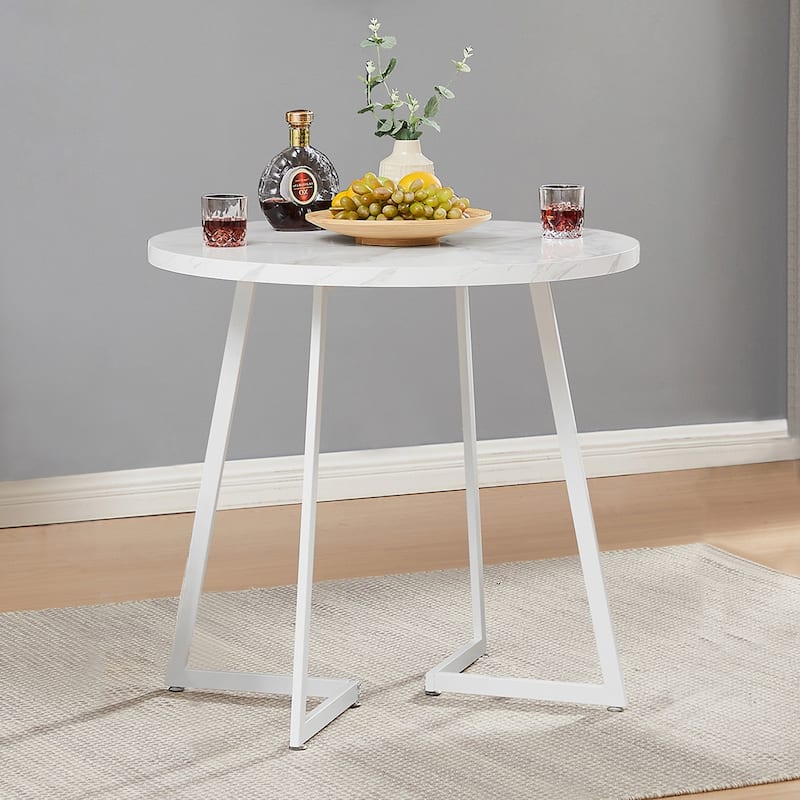 Javlergo 31.5" Round Dining Table Modern Leisure Table with Metal Leg