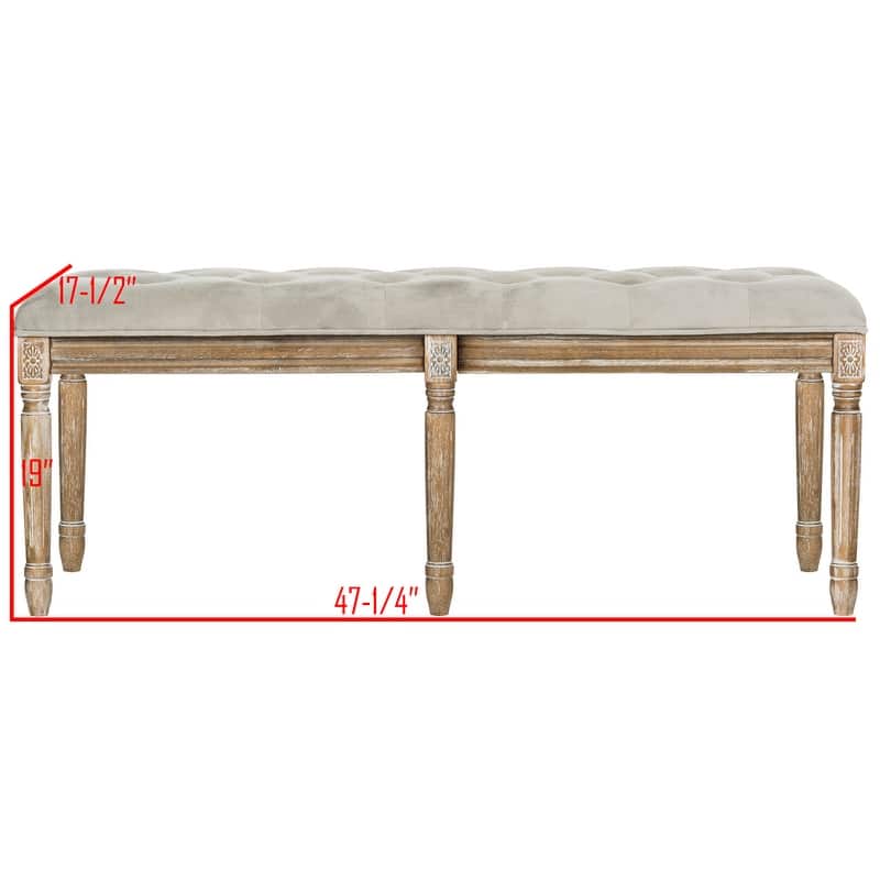 SAFAVIEH Lynnette French Brasserie Tufted Wood Bench - 47.3" x 17.5" x 19" - 47Wx18Dx19H