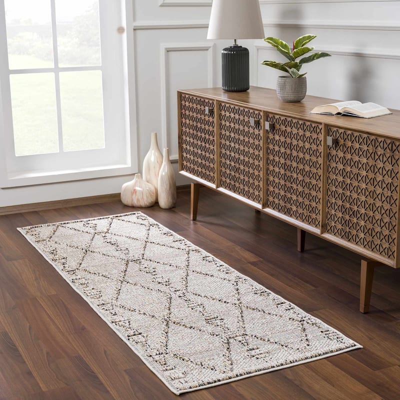 Hauteloom Butch Living Room, Bedroom Patio Outdoor Area Rug - Farmhouse - Taupe,Beige - 2' x 3'
