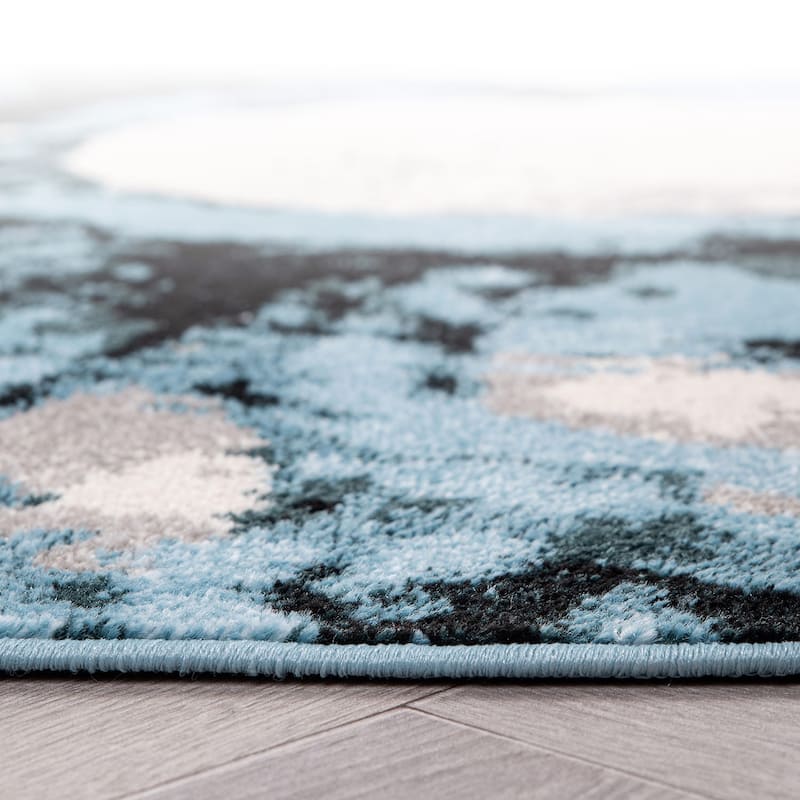World Rug Gallery Contemporary Abstract Circles Black Area Rug