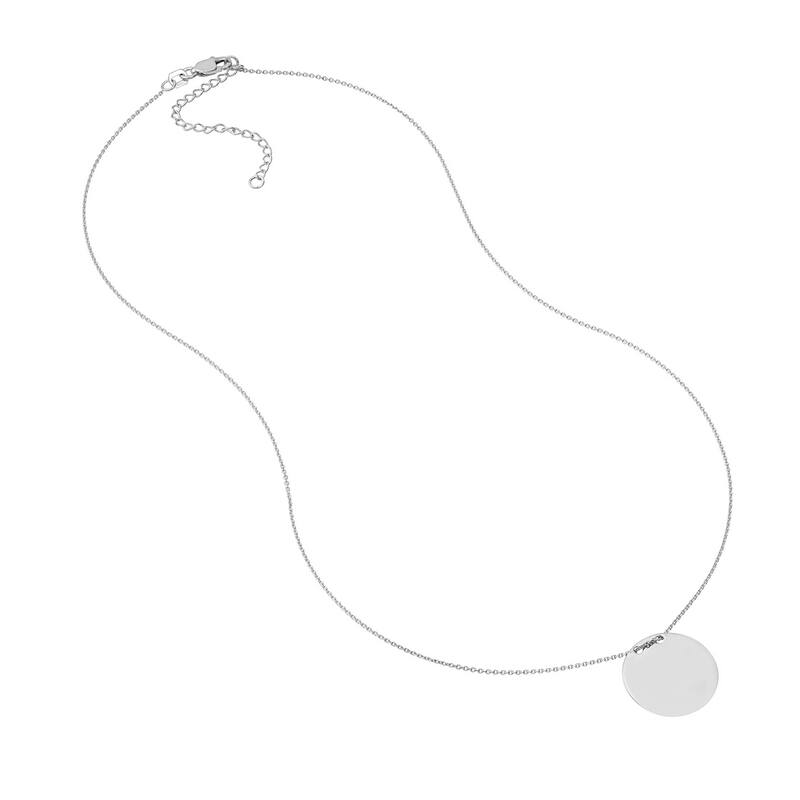 Curata 14k Yellow, Rose or White Gold Round Name Plate Necklace, 18"