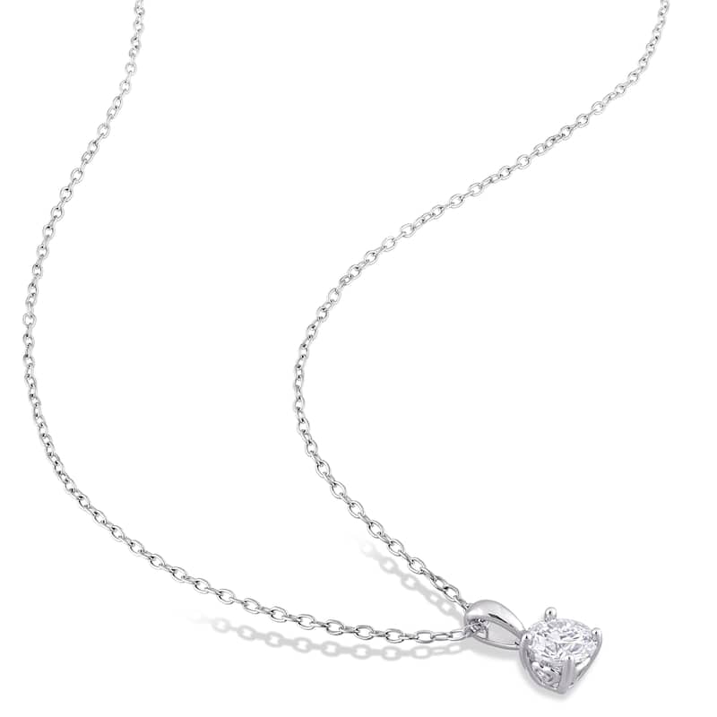 Miadora 2 1/4ct DEW Created Moissanite 2-Piece Solitaire Necklace and Stud Earrings Set Sterling Silver