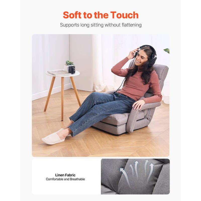 2-in-1 Foldable Floor Chair Bed with 5-Position Adjustable Backrest - 25.2" x 24" x 27.2"