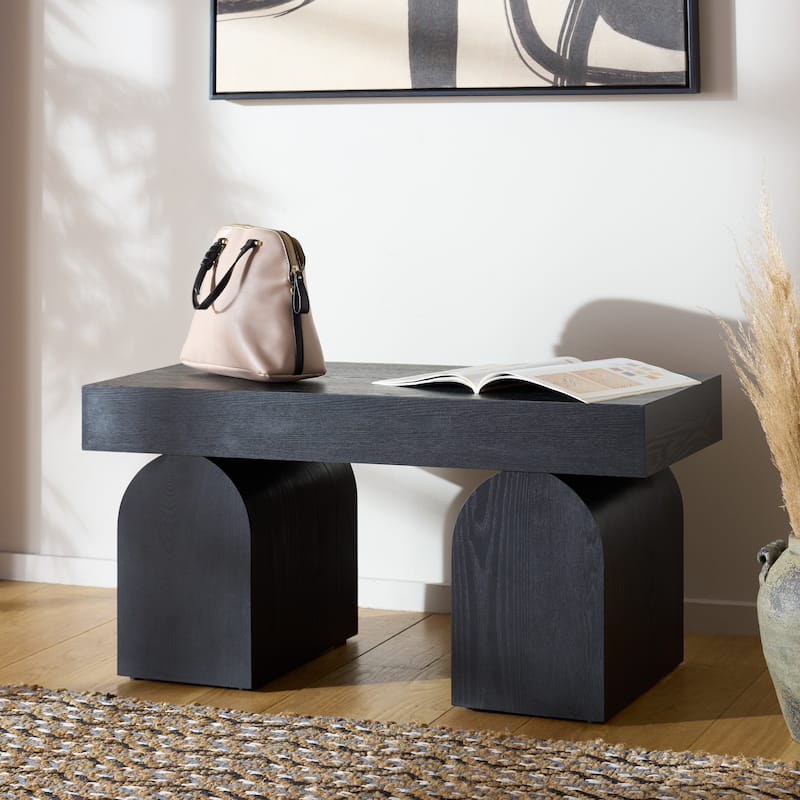SAFAVIEH Hanra Modern Bench, Fully Assembled - 36"W x 15"D x 18"H - Black