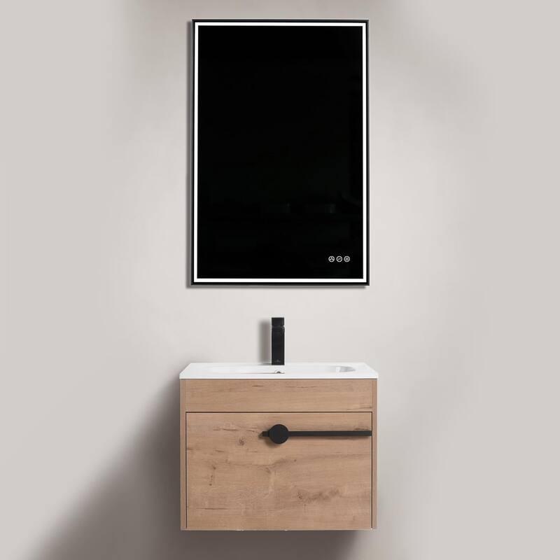 Blossom All-Wood Floating Bathroom Vanity with SMC Sink, Wall Mounted - 24 Inch