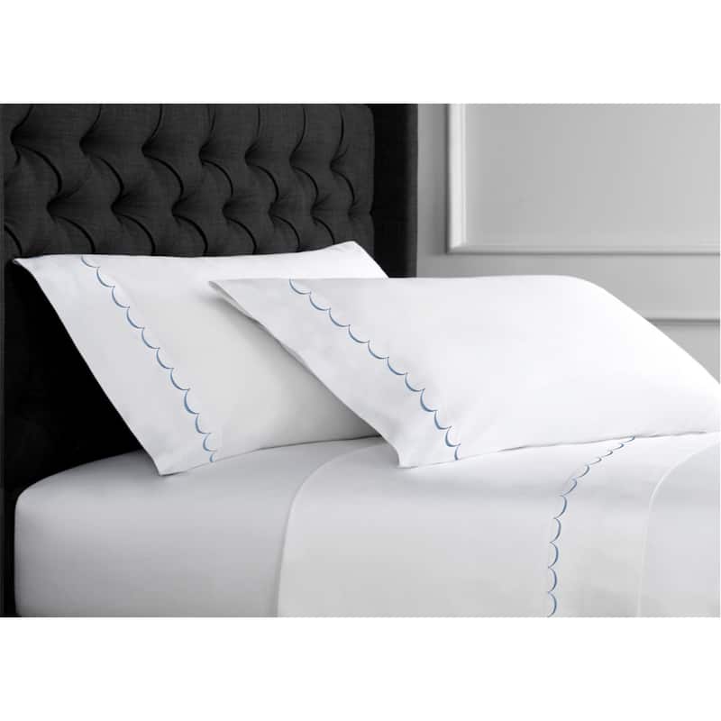 Home Sweet Home Collection 600TC Cotton Scallop Embroidery Sheet Set & Pillowcases