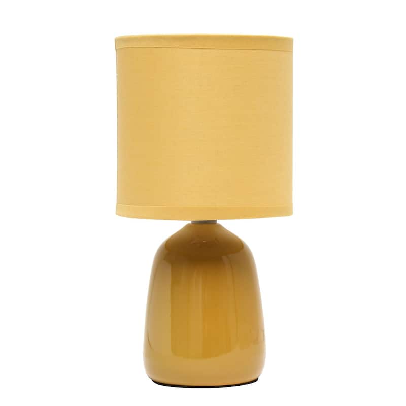 Tall Ceramic Thimble Bedside Table Desk Lamp with Drum Shade - 10" - Yellow
