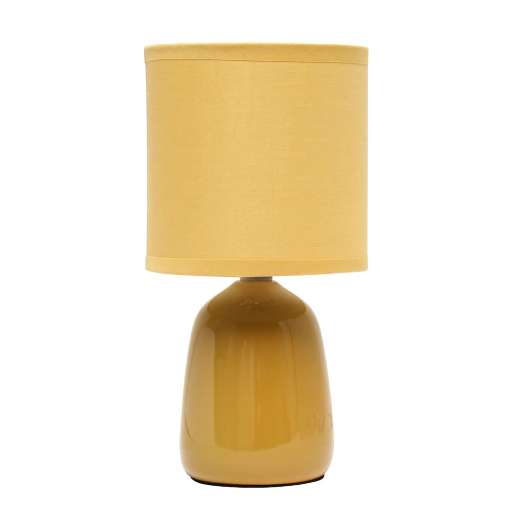 Tall Ceramic Thimble Bedside Table Desk Lamp with Drum Shade - 10" - Yellow