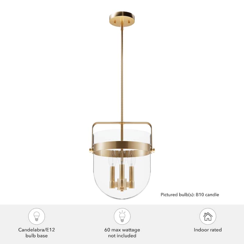 Hunter Karloff Clear Glass Bell-Shaped Pendant - Kitchen Island, Dining Room, Entry - Modern Farmhouse, Rustic, Industrial