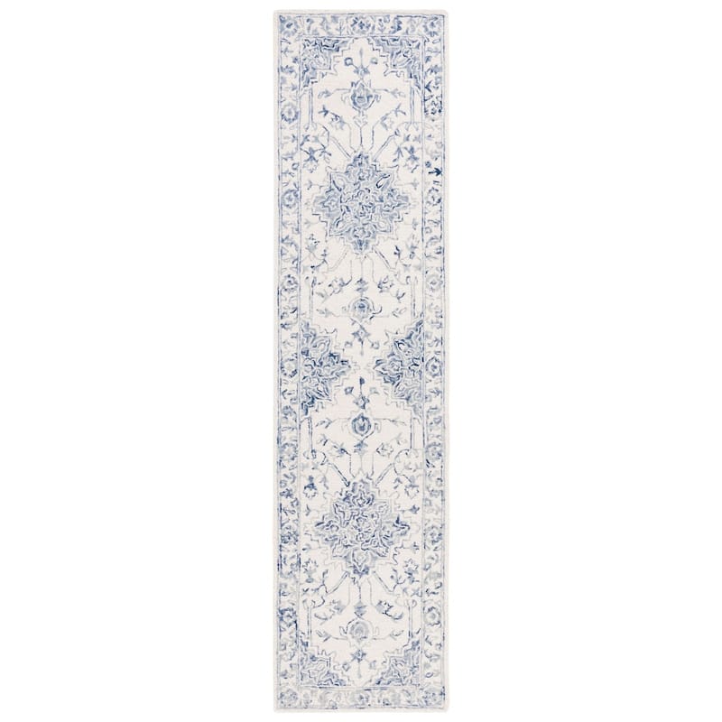 SAFAVIEH Handmade Metro Aloys Oriental Wool Rug - 2'3" x 9' Runner - Blue/Ivory