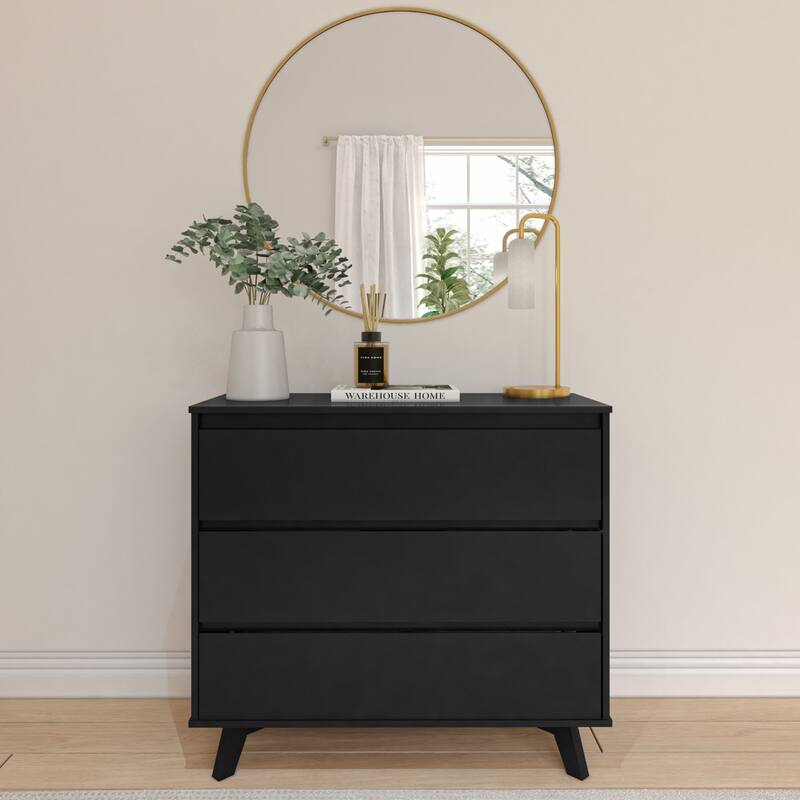 Plank and Beam Scandinavian 3-Drawer Dresser - Black