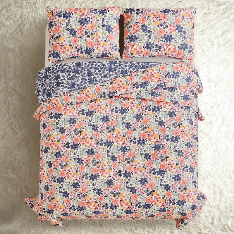 Spartina 449 Marsh Hens 3-Piece Floral Cotton Voile Quilt Set