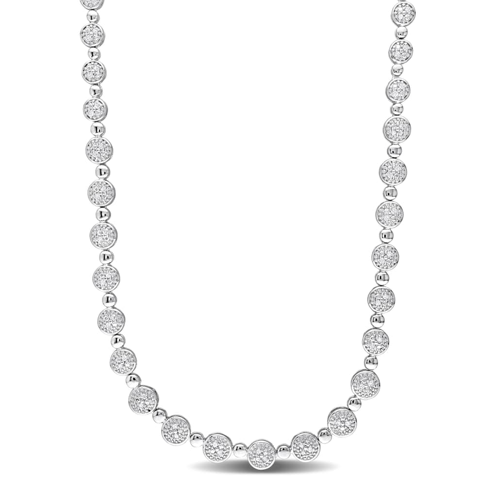 Miadora 1/2ct TDW Diamond Tennis Necklace in Sterling Silver