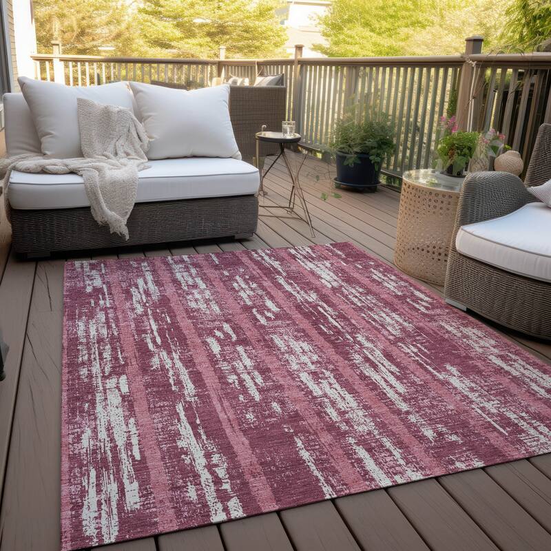 Machine Washable Indoor/ Outdoor Chantille Stripe Ombre Rug