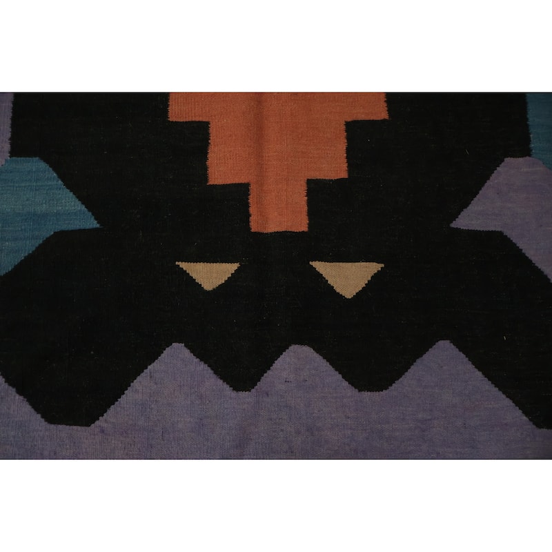 Hand Woven Oriental 100% Wool Carpet Southwestern Modern Multi-Colored Kilim Area Rug - 12' 2'' X 8' 7''