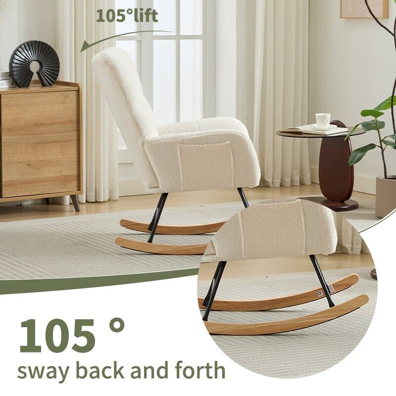 Teddy Rocking Chair with High Back & Wood Legs