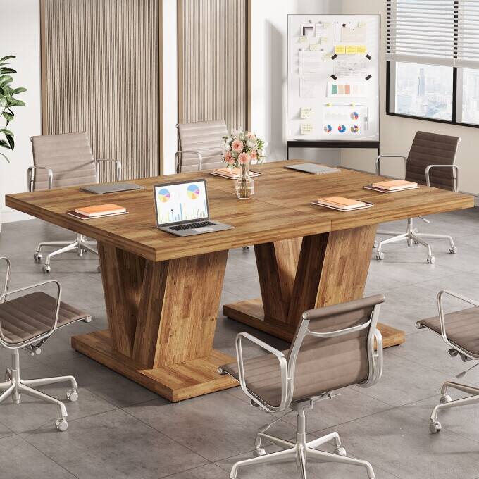 47-Inch Wooden Executive Desk with Heavy Duty Pedestal, Farmhouse Office Computer Desk for Home Office