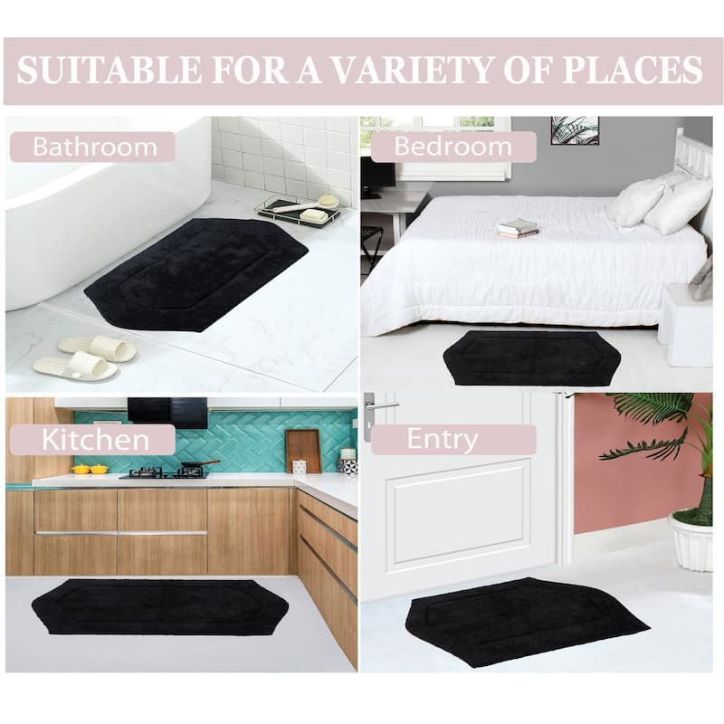 Waterford Collection 100% Cotton Non-Slip Bathroom Rug Set, Machine Washable Bath Rug, 5 Piece Bath Mat Set with Contour