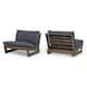 Sherwood Outdoor Acacia Club Chairs with Cushions (Set of 2) by Christopher Knight Home - Gray Finish+Dark Gray
