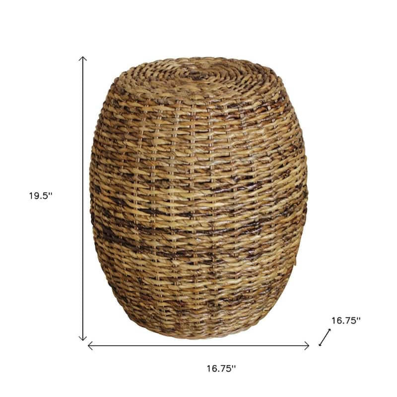 HomeRoots 20" Natural Rattan Round Drum End Table - 16.75 in. x 19.5 in. x 16.75 in.