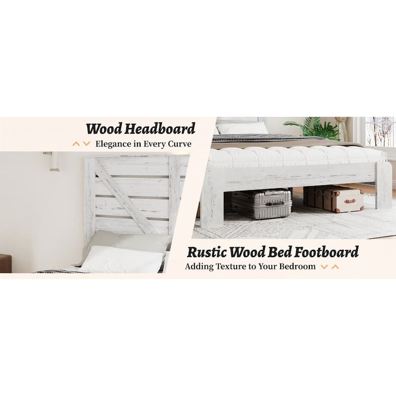 Wood Platform Bed Frame Large Under Bed Storage