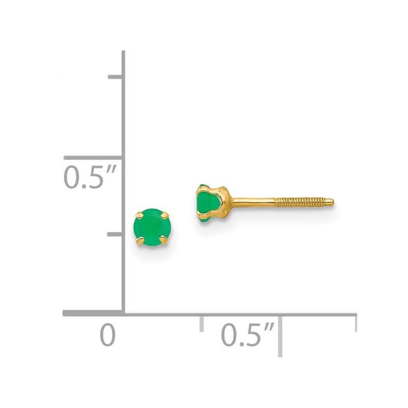 Curata 14k Yellow Gold 3mm Emerald Childrens Earrings (4x4mm)