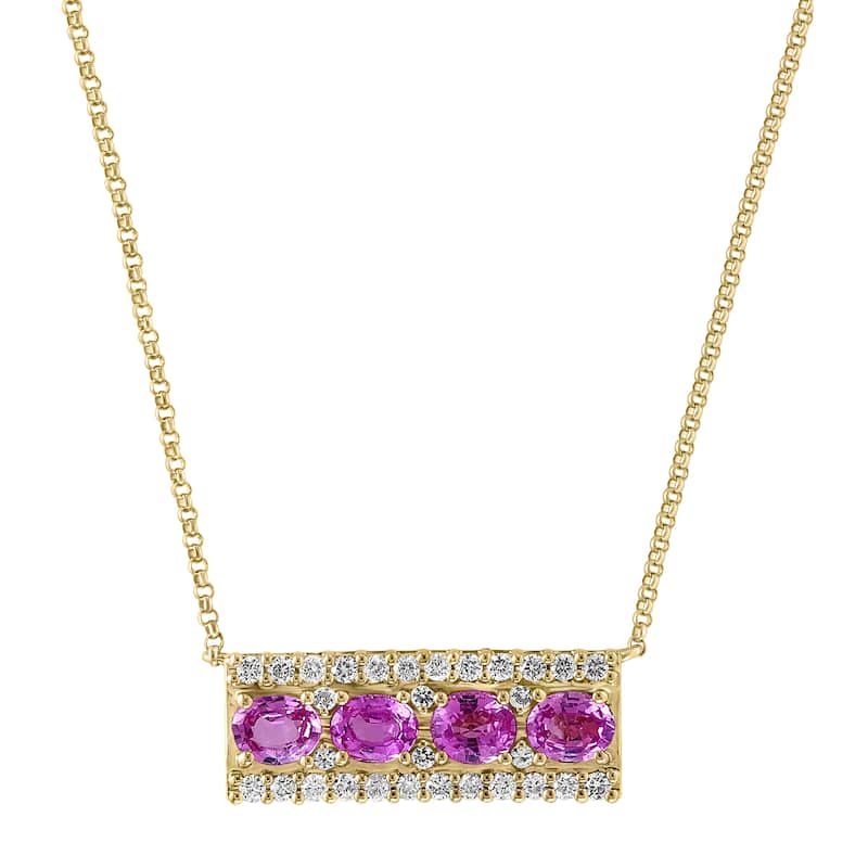 EFFY 14K Gold Diamond,Pink Sapphire,White Sapphire Bar Necklace