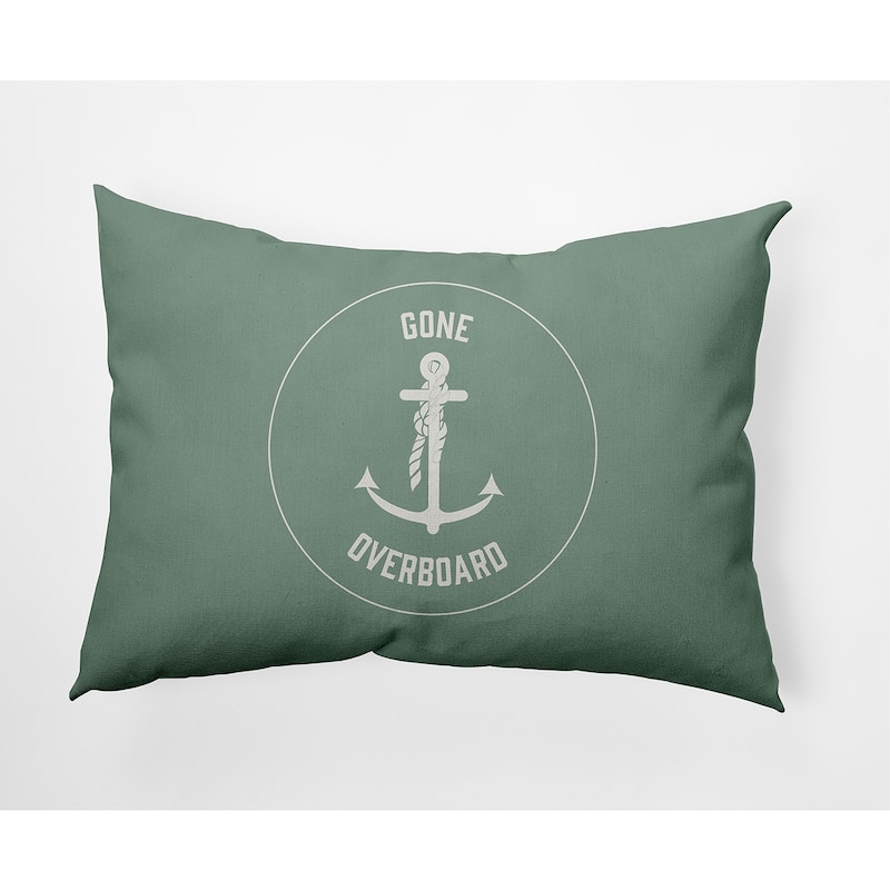Gone Forever Overboard Nautical Decorative Indoor Pillow - Sage - 14" x 20"