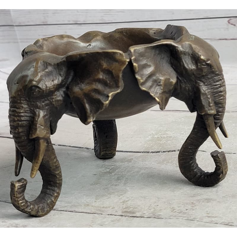 Bronze Metal Elephant Candy Dish Ashtray Original Art Sculpture Decor