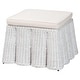 preview thumbnail 17 of 32, Palm Scallop Natural Rattan Ottoman with Cushion – Handwoven Wicker Accent Bench or Footrest for Living Room or Sunroom, Square White - Medium