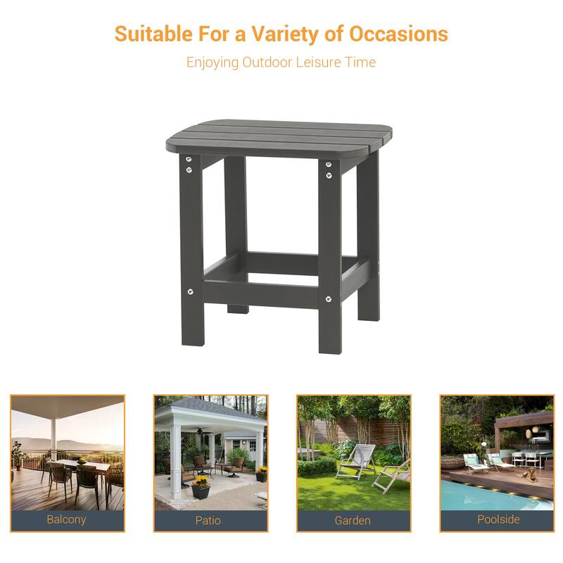 LIVOOSUN Patio Adirondack Plastic Wood Outdoor Side Table for Deck
