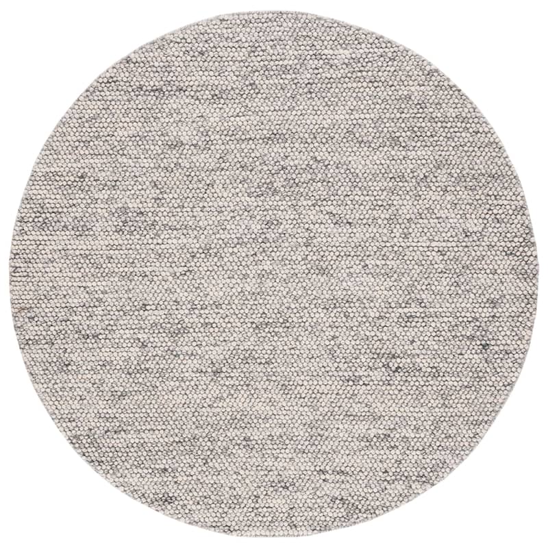 SAFAVIEH Handmade Natura Gonnie Wool Rug - 6' Round - Light Grey/Ivory